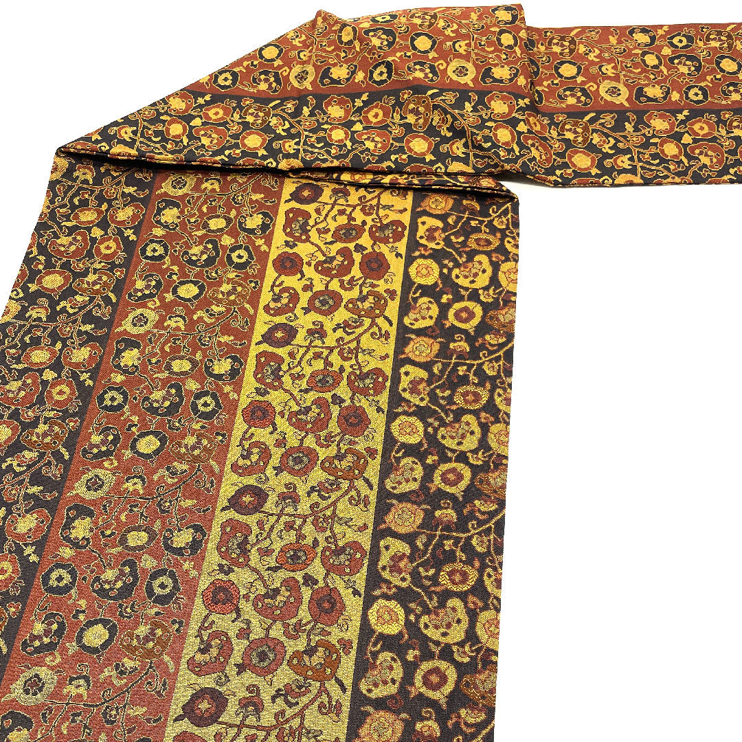 Nagoya obi, Shobaori, abstract pattern, obi length 357.5cm, pure silk, S rank, full length, casual, brown, 1124002382314, Nagoya style
