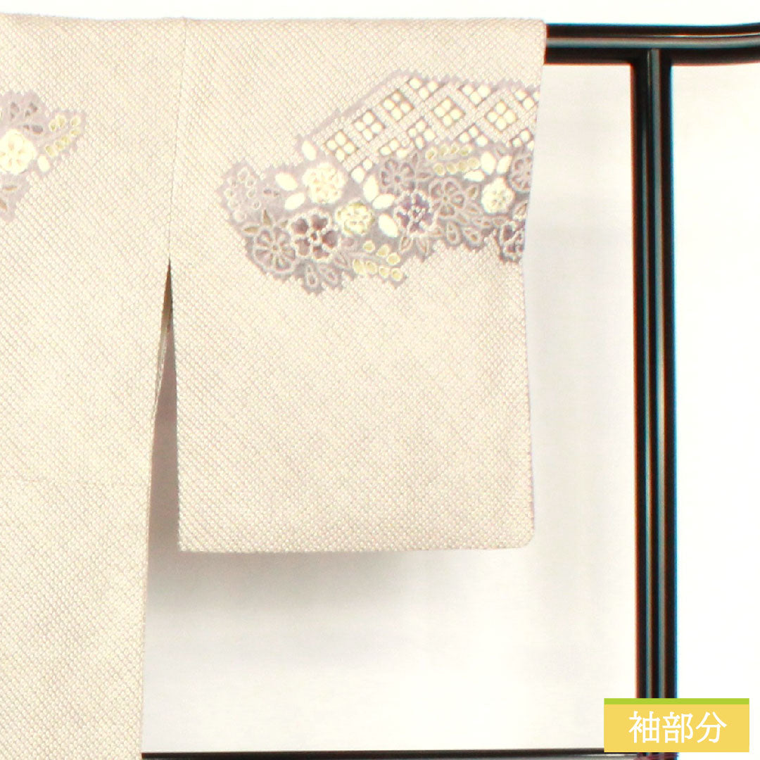 訪問着 正絹 袷 身丈161.5cm 裄丈61.5cm 淡紫色（たんししょく） 総絞り 辻ヶ花 Aランク 紫系 1112005473420