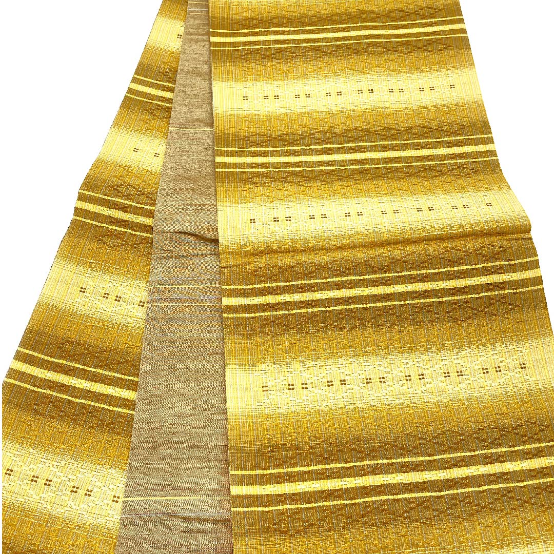 袋帯 花織 横段グラデーション 帯丈438cm 正絹 Sランク 全通 カジュアル グラデーション系 1123002732399