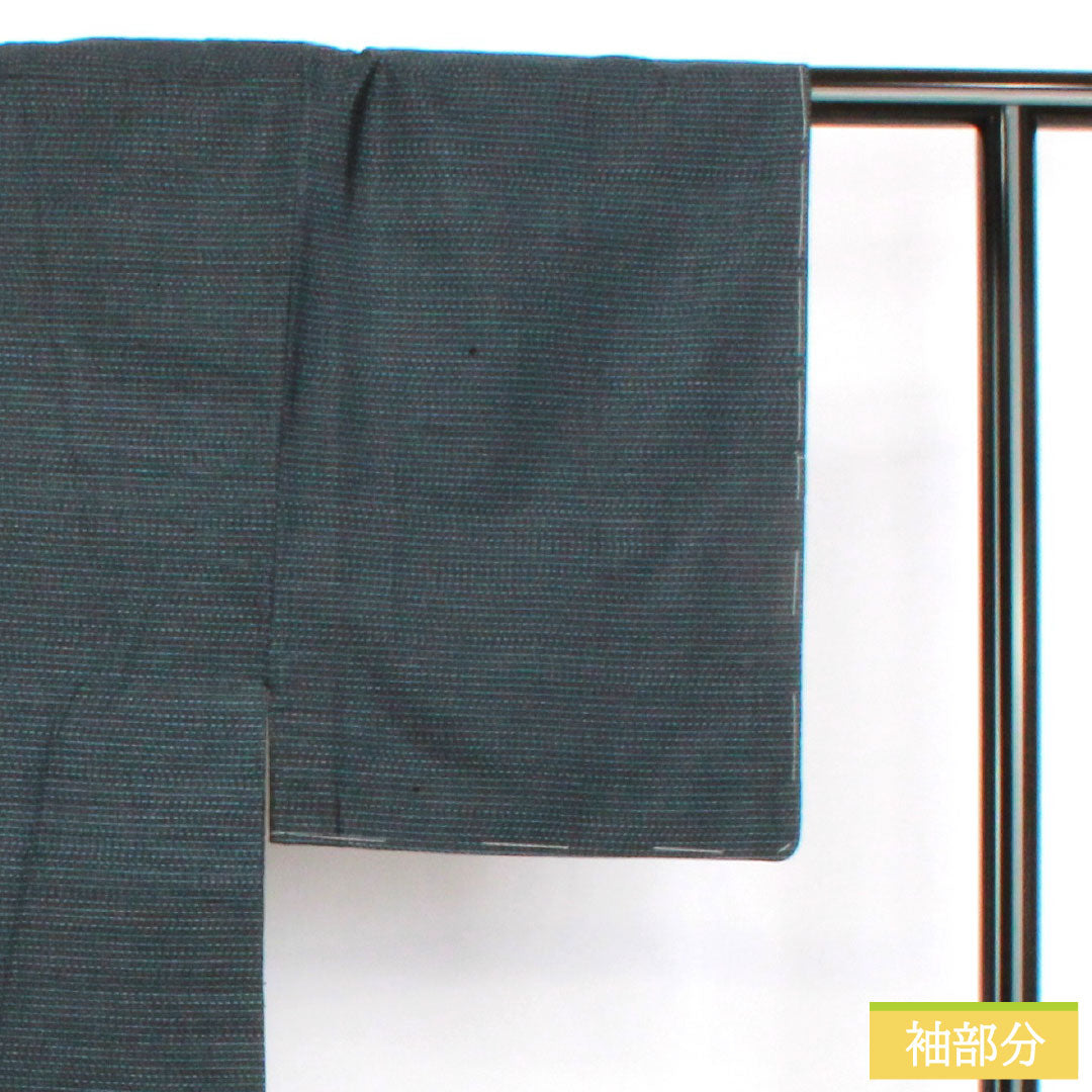 男物 正絹 Sランク 身丈141.5cm 裄丈64cm 大島紬 横双絣 しつけ糸付き 袷 紺系 1119001732418