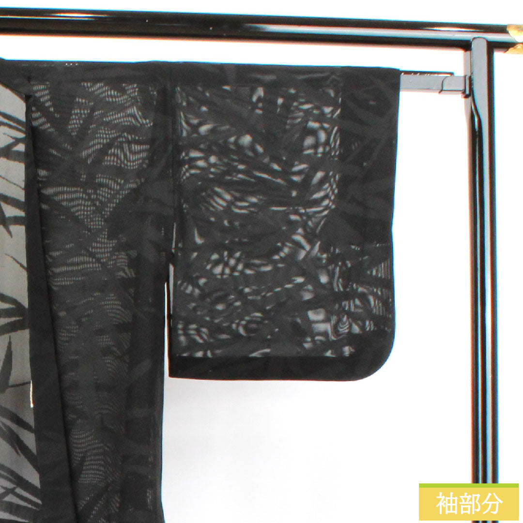羽織 正絹 身丈79cm 裄丈62.5cm 紋紗 抽象模様 五三桐 一つ紋 Sランク 夏物 黒系 1117000922910