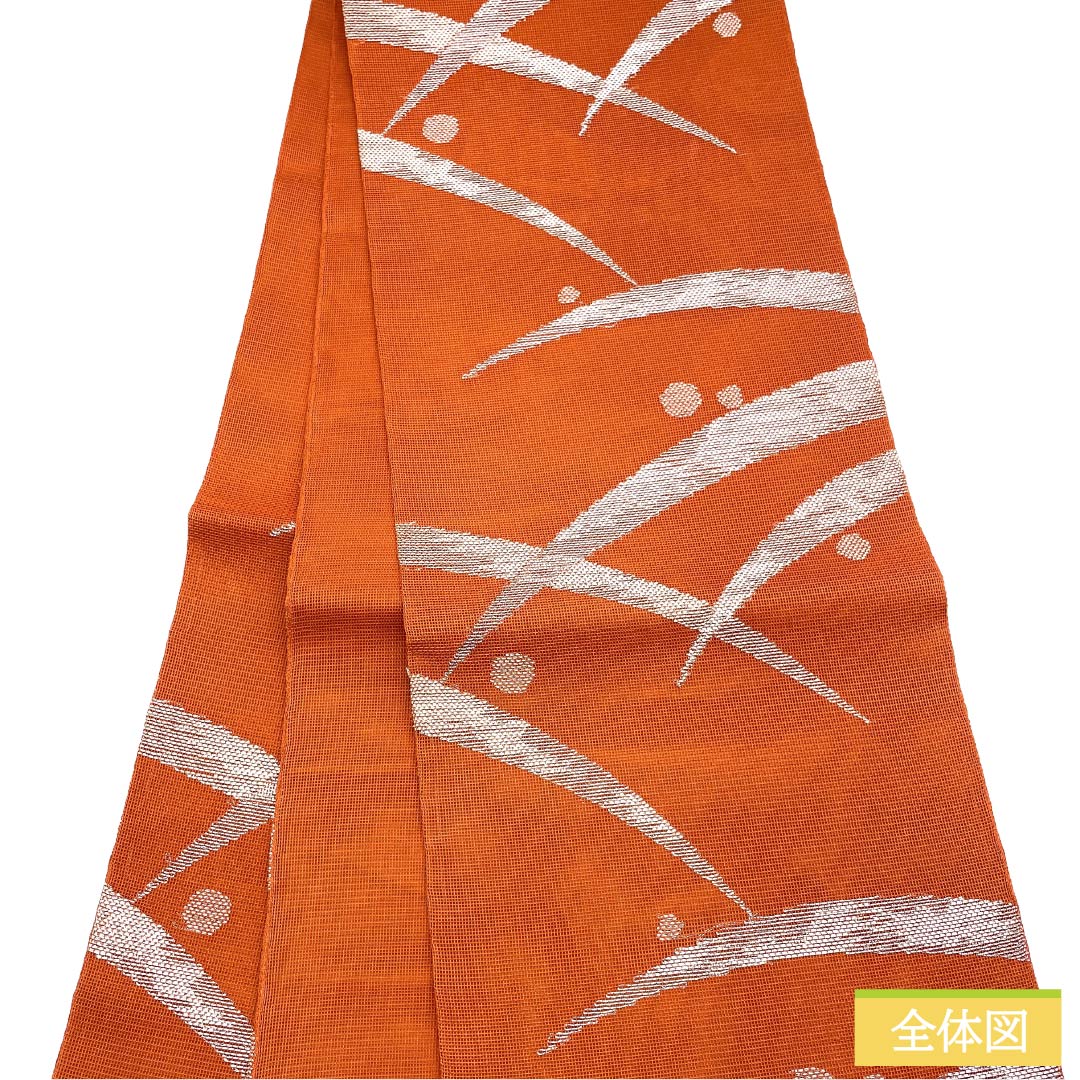 袋帯 正絹 Aランク 紅葉色（もみじいろ） 夏帯 露芝模様 古典柄  帯丈432cm 六通 セミフォーマル 茶系 1123017473314