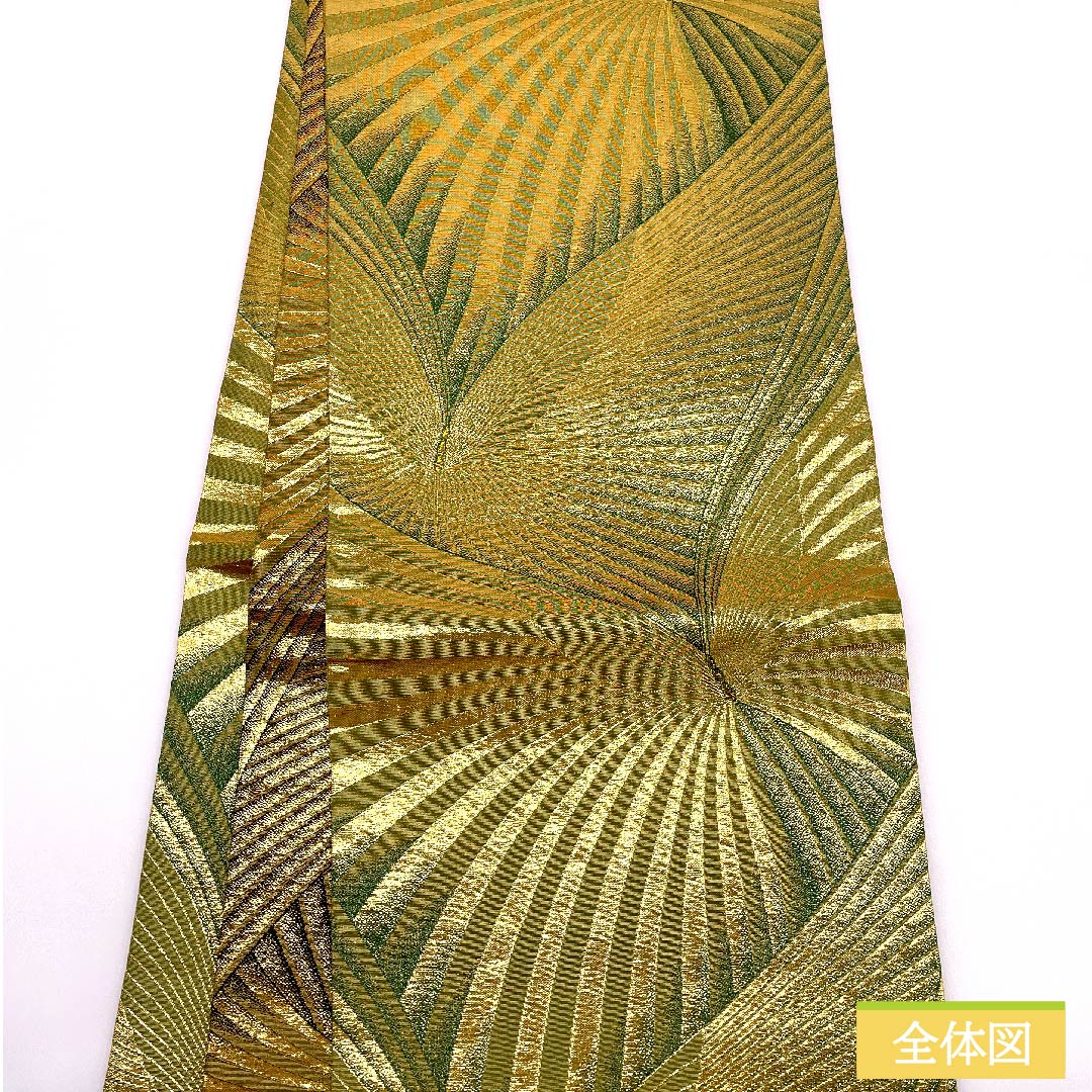 袋帯 正絹 金色（きんいろ） 蝶 リバーシブル 帯丈432cm Sランク 全通 フォーマル 金系 1123011992321
