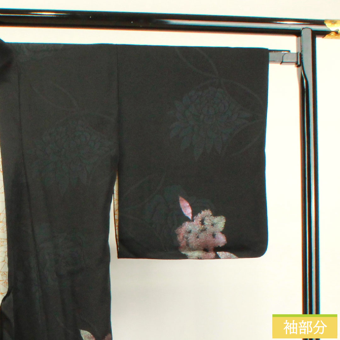 道中着 正絹 身丈94.5cm 裄丈65cm 抽象模様 Sランク 袷 黒系 1117000882910
