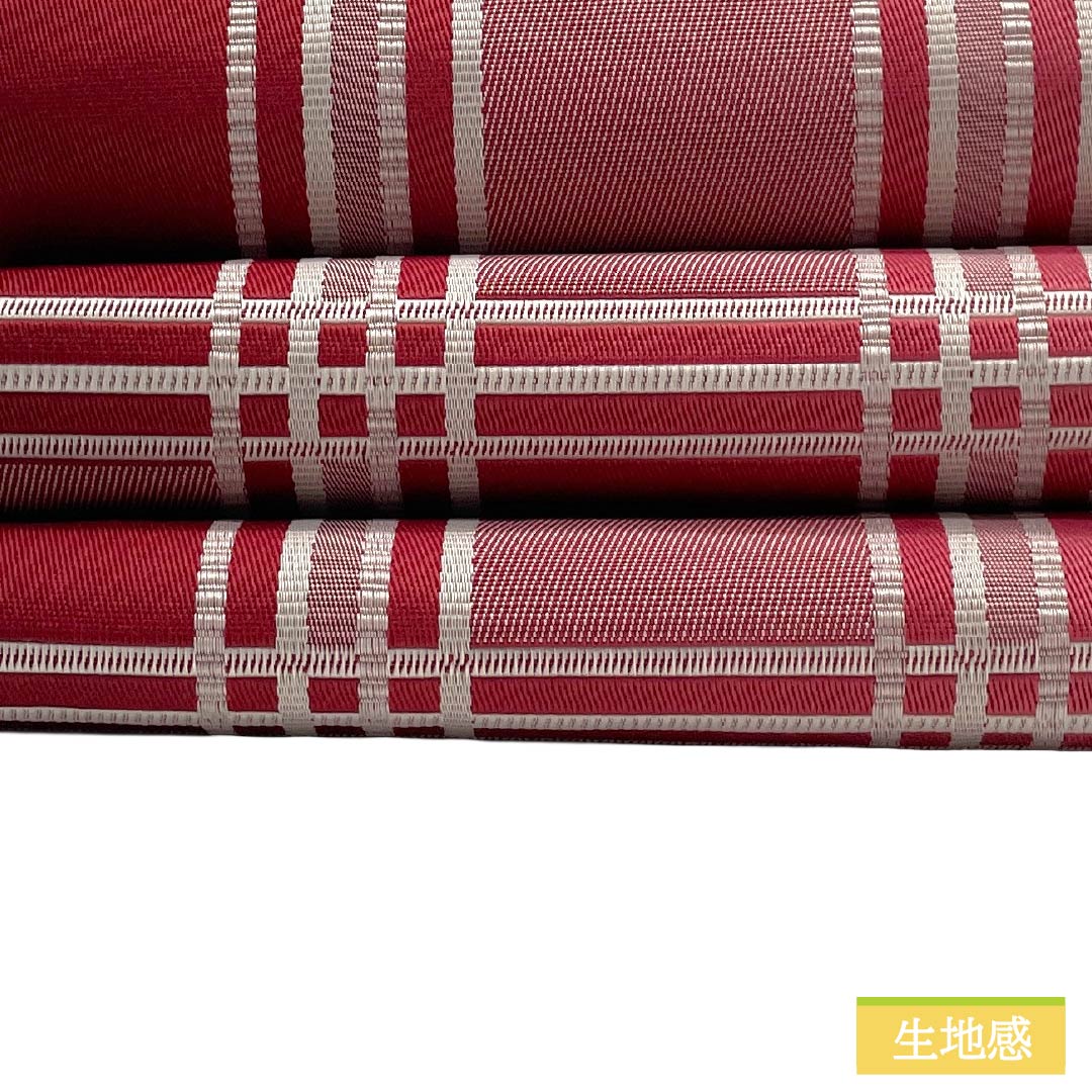 （新品）半幅帯 ポリエステル NEWランク 祭紅色（さいこうしょく） 真紅色（しんくいろ） 格子 小桜 広幅 リバーシブル 帯丈396cm 赤系 1125006341312