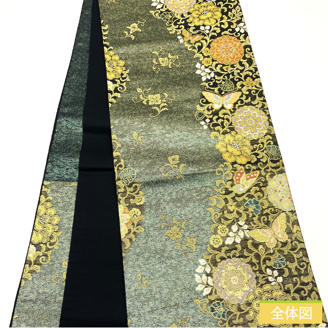 袋帯 正絹 Sランク 翠鳳唐草紋様 西陣織 蝶   帯丈436cm 六通 フォーマル グラデーション系 1123016972399