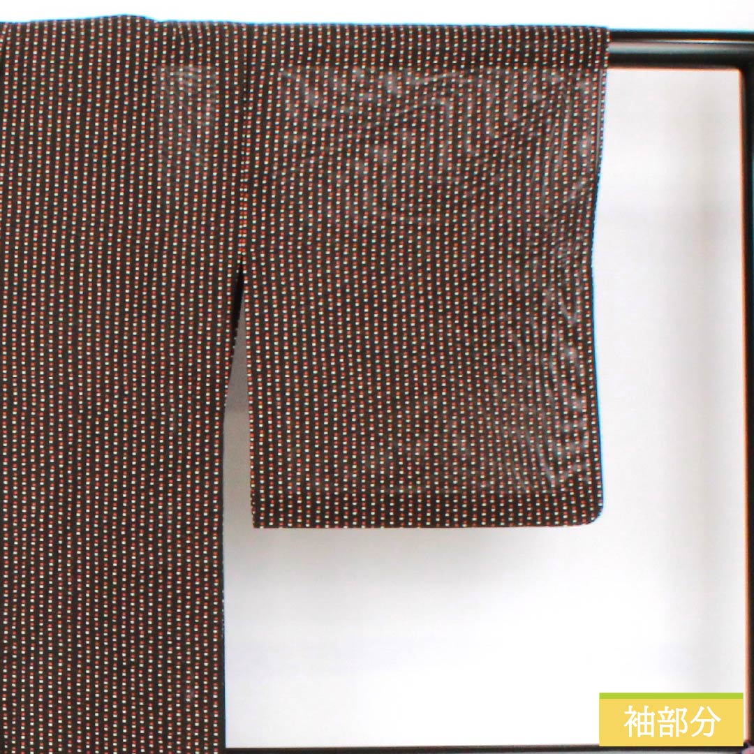 夏物 ポリエステル 小紋 身丈157cm 裄丈63.5cm ドット柄 洗える着物 絽 Aランク 黒系 1132002223310
