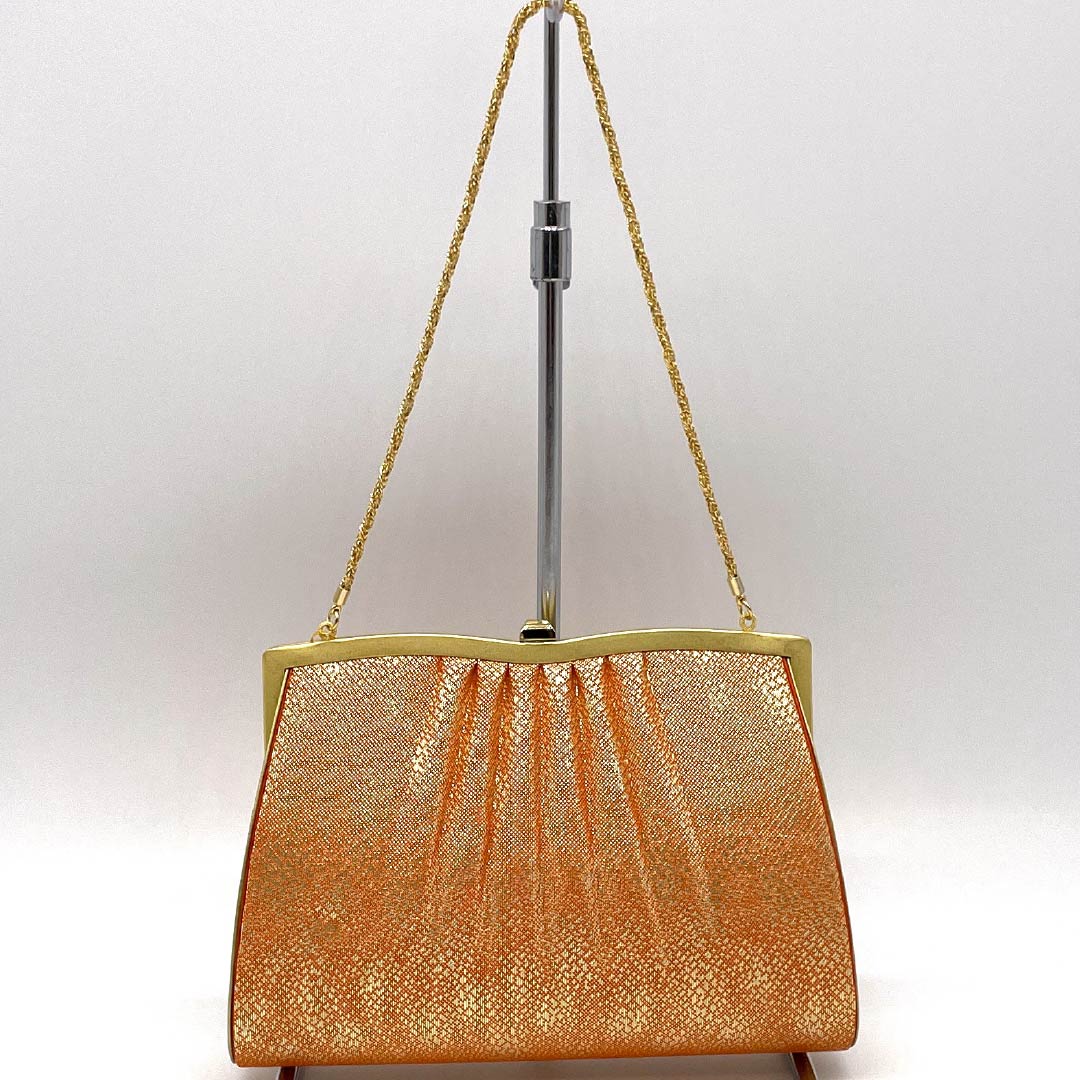 （新古品）草履バッグセット フォーマル Aランク 鉛丹色（えんたんいろ） 2way 佐賀錦 Mサイズ 橙系 1133000253326