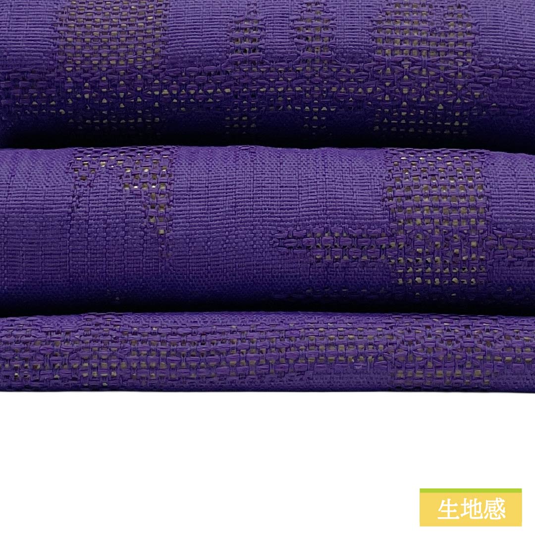 【未仕立】半幅帯 麻 Sランク 桔梗色（ききょういろ） 淡黄色（たんこうしょく） 夏帯 リバーシブル 抽象模様 帯丈372cm マルチカラー 1125004282328