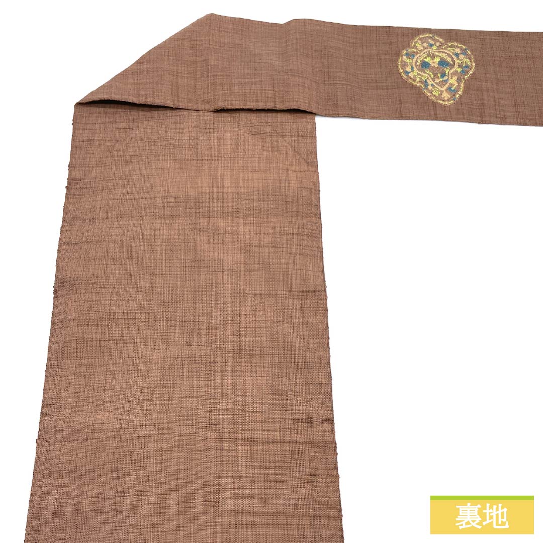 Nagoya obi, Tan pattern brown (Tangara chairo), Karaori, Sarasa pattern, obi length 350cm, pure silk, S rank, point pattern, casual, brown, 1124006912314, Nagoya tailoring