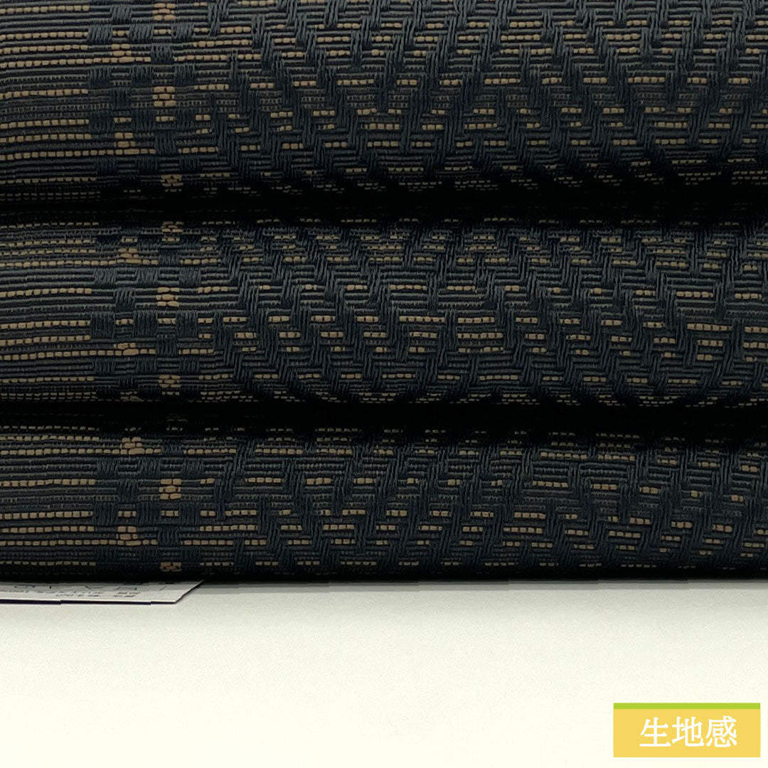 (New) Half-width obi, polyester, NEW rank, Koetsu-cha (dark reddish brown) and Akacha (reddish brown),菱型 (lozenge) and abstract floral pattern, reversible, obi length 400cm, brown tones, 1125002511414