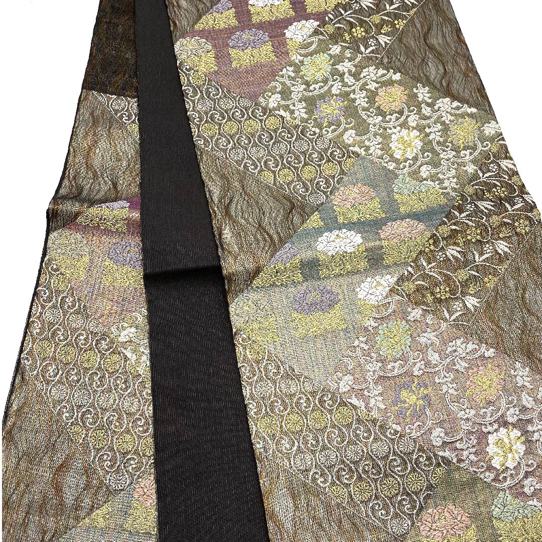 袋帯 三重織 波絹 吉祥文様 帯丈428cm 正絹 Aランク 全通 フォーマル グラデーション系 1123005723399