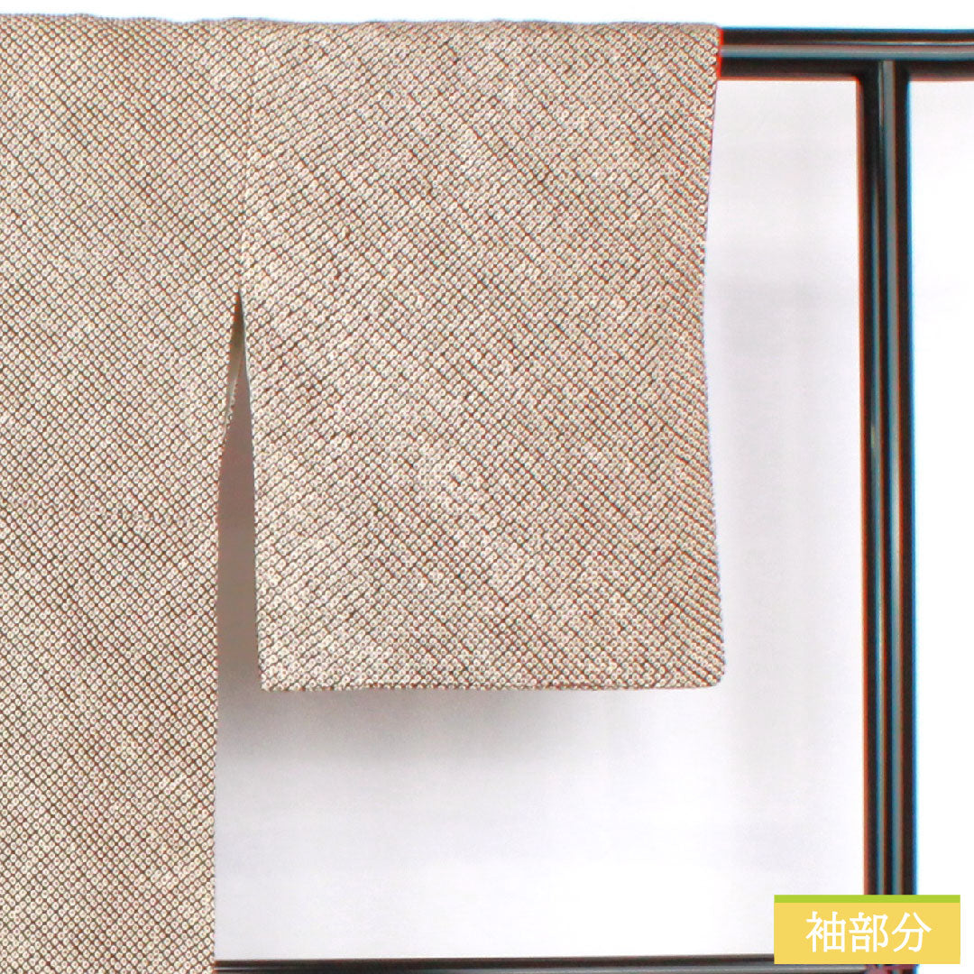 小紋 正絹 身丈162cm 裄丈63cm 袷 総絞り 疋田絞り Aランク 黒系 1115004653410