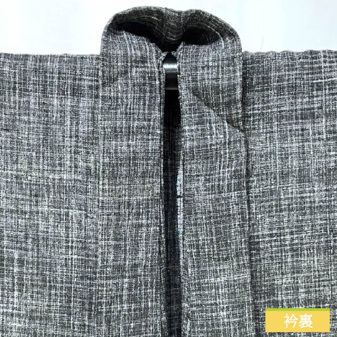 男物 正絹 Sランク 身丈145cm 裄丈67.5cm  紬地 格子 単衣 黒系 1119001952410