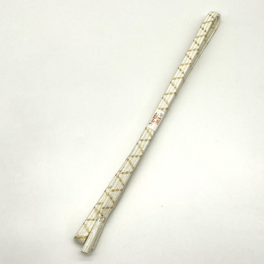 （新古品） 帯締め・帯揚げセット 正絹 NEWランク 白色（しろいろ） 古典柄 流水 花 長さ約156cm 幅約1.4cm フォーマル 白系 1141000481311