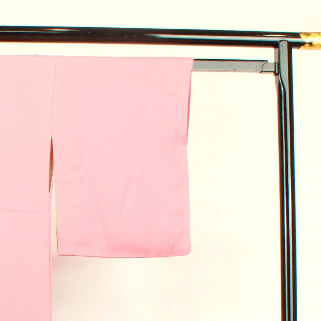 色無地 長春色 菊 八重片喰  身丈153.5cm 裄丈61cm 袷  正絹 Aランク ピンク系 1114000593213