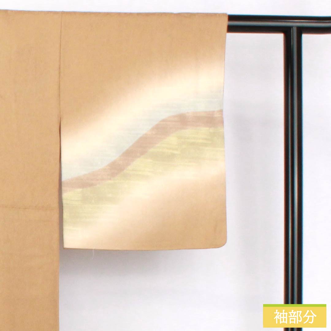 訪問着 正絹 Aランク 袷 身丈164.5cm 裄丈63cm 淡朽葉色（うすくちばいろ） 抽象模様 ベージュ系 1112007463425