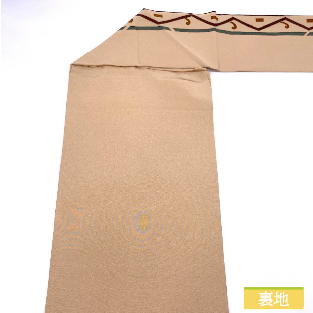 名古屋帯 翁茶色（おきなちゃいろ） 染め帯 鳥 抽象花 帯丈358cm 正絹 Sランク 全通 カジュアル ピンク系 1124008052313 名古屋仕立て