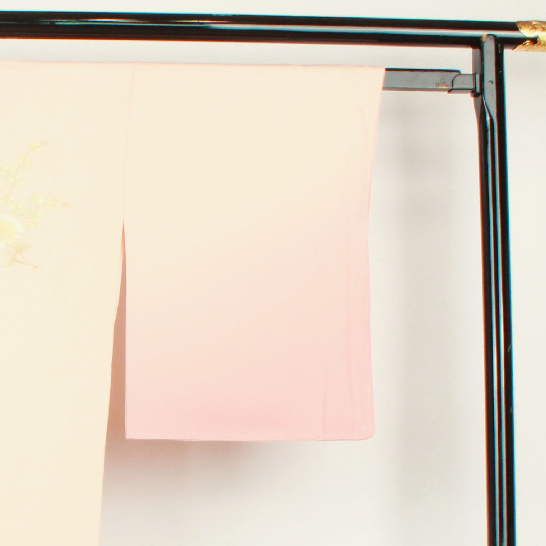 訪問着 袷 身丈167.5cm 裄丈65cm 乙女色 和田光正 金彩友禅 草花模様 正絹 Sランク ピンク系 1112001822513