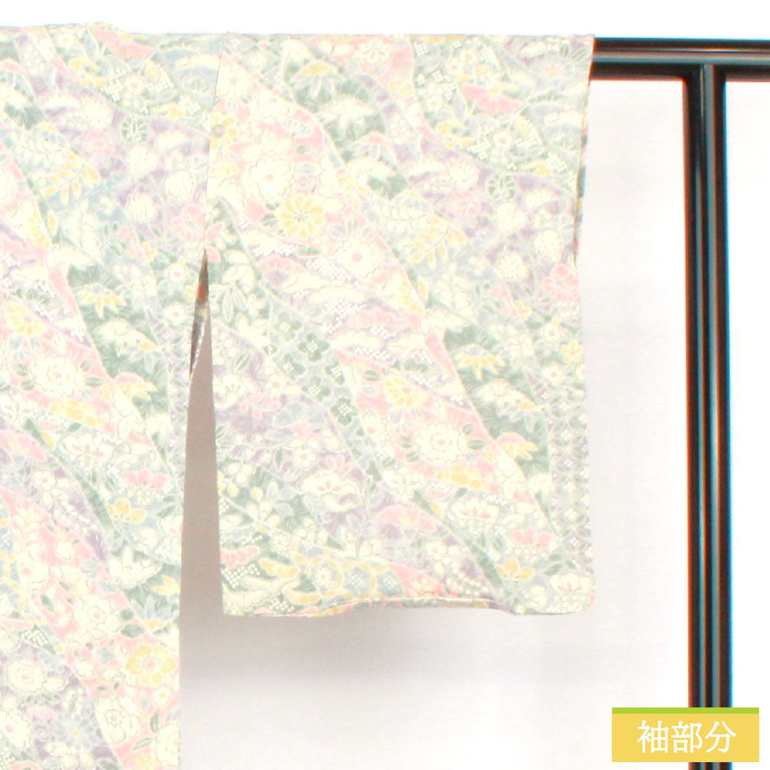 小紋 正絹 Sランク 身丈166cm 裄丈66cm 単衣 辻ヶ花 ちりめん地 グラデーション系 1115007612599