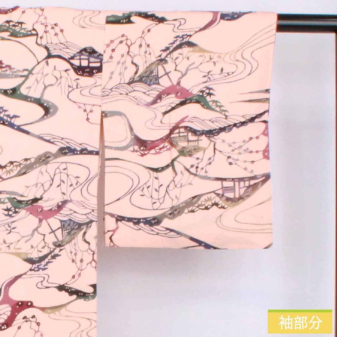 小紋 正絹 Sランク 身丈153.5cm 裄丈64cm 袷 乙女色（おとめいろ） 京紅型 茶屋辻 ピンク系 1115007702213