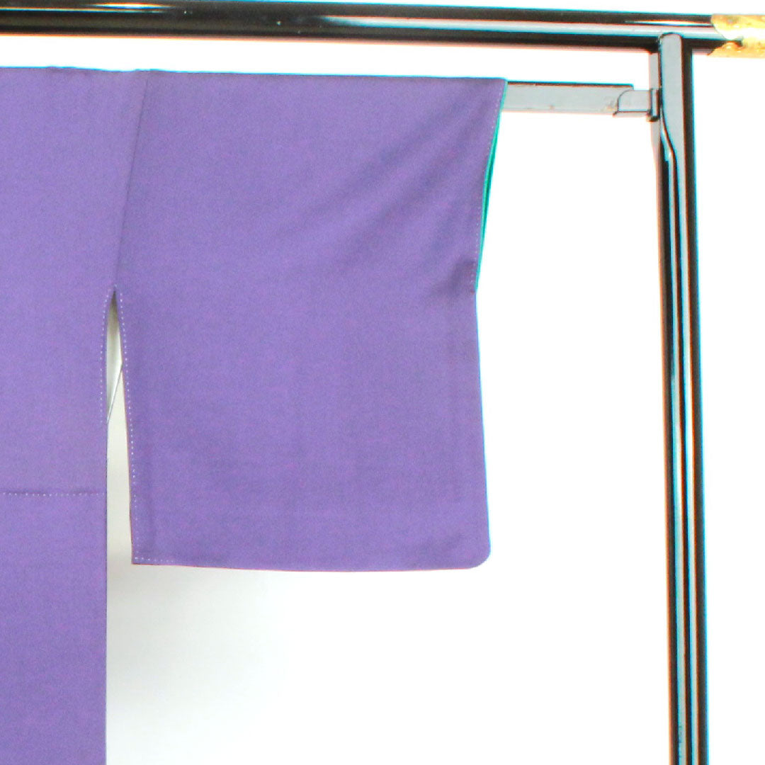 Homongi, pure silk, lined, length 159.5cm, sleeve length 67cm, scarlet, Nakamura Nobuo, floral pattern, artist's work, bellflower with three scales, S rank, purple, 1112002782320