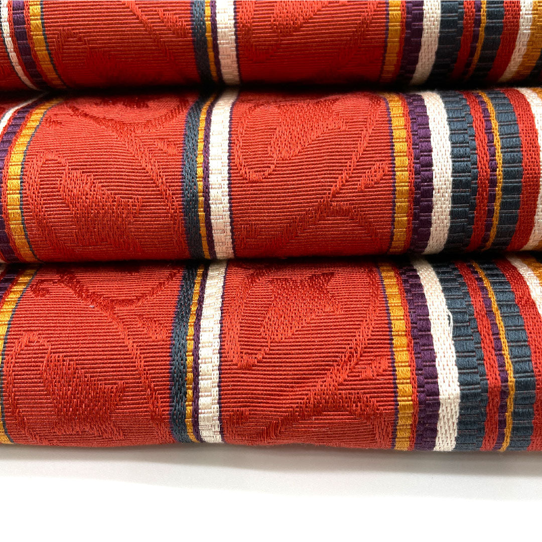 半幅帯 縞 帯丈348cm 正絹 赤系 Aランク 1125000143912