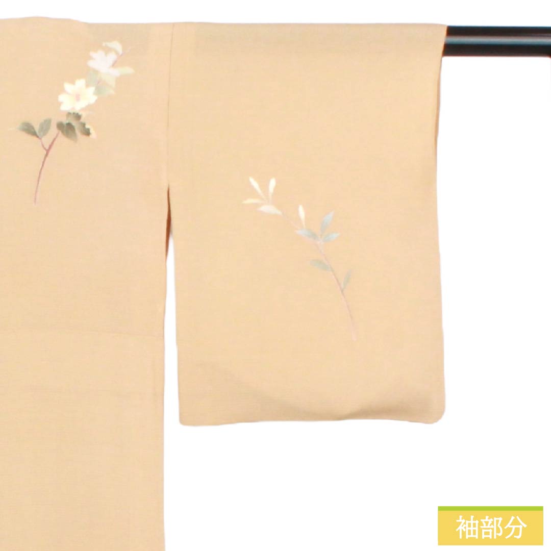 夏物 正絹 付下げ Sランク 身丈150.5cm 裄丈62cm 丁子色（ちょうじいろ） 南克治 加賀友禅 一つ紋 絽 ベージュ系 1132005062125