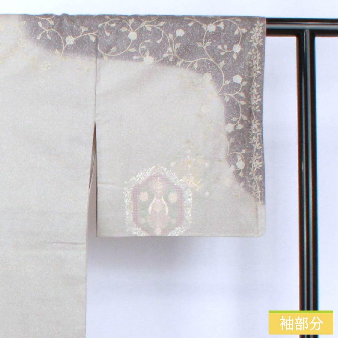 訪問着 正絹 Sランク 袷 身丈164.5cm 裄丈64.5cm 絹鼠色（きぬねずいろ） 蘇州刺繍 汕頭刺繍 抽象模様 グレー系 1112006422422