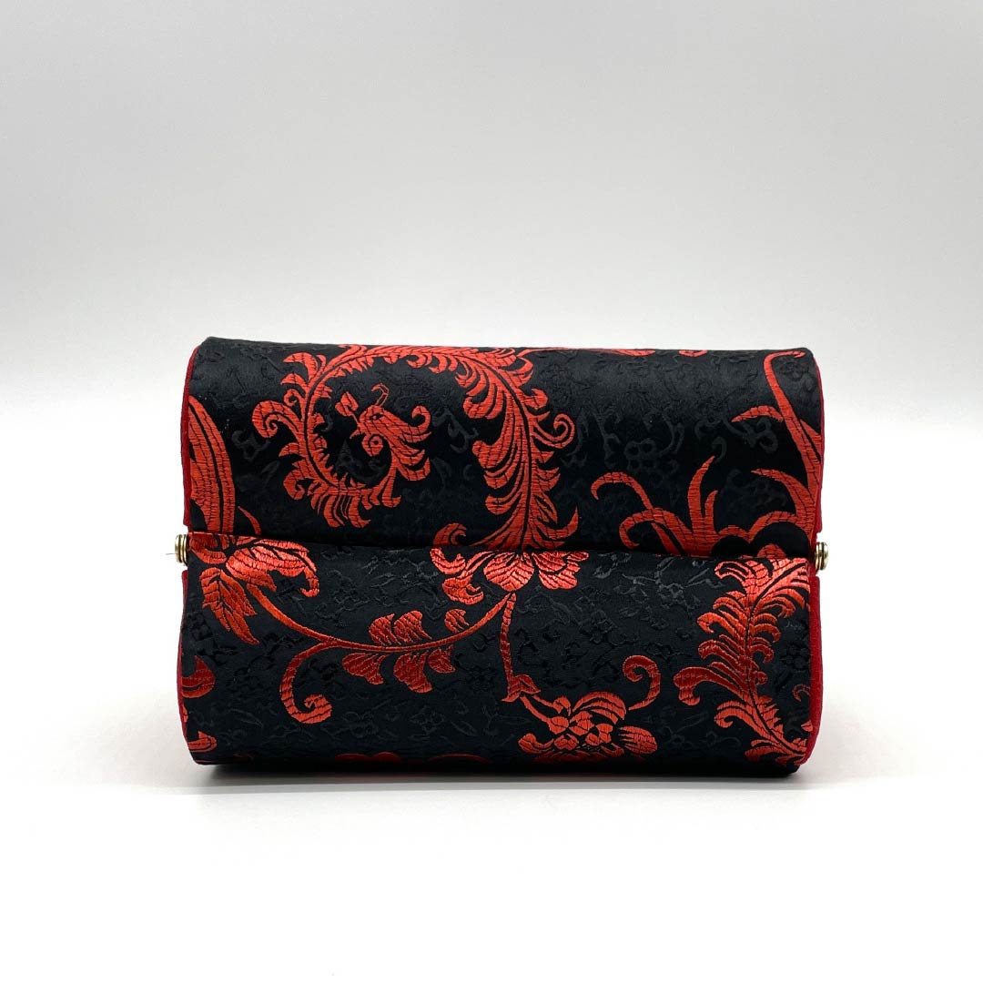 リサイクル着物】和装バッグ カジュアル 黒色（くろいろ） 花柄