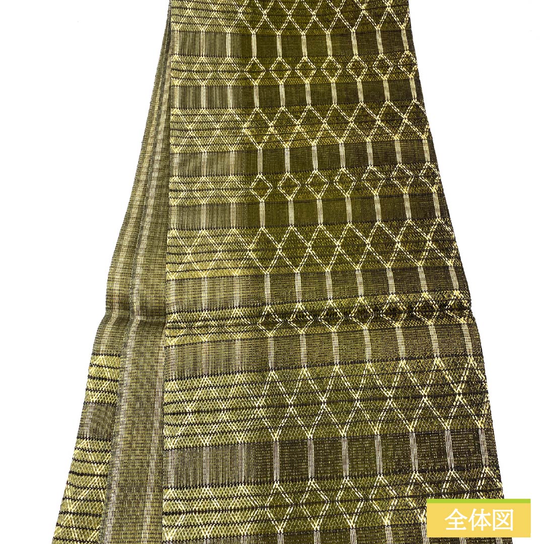 袋帯 正絹 組織り 幾何学模様 菱模様 帯丈442cm Sランク ポイント柄 カジュアル グラデーション系 1123013102399