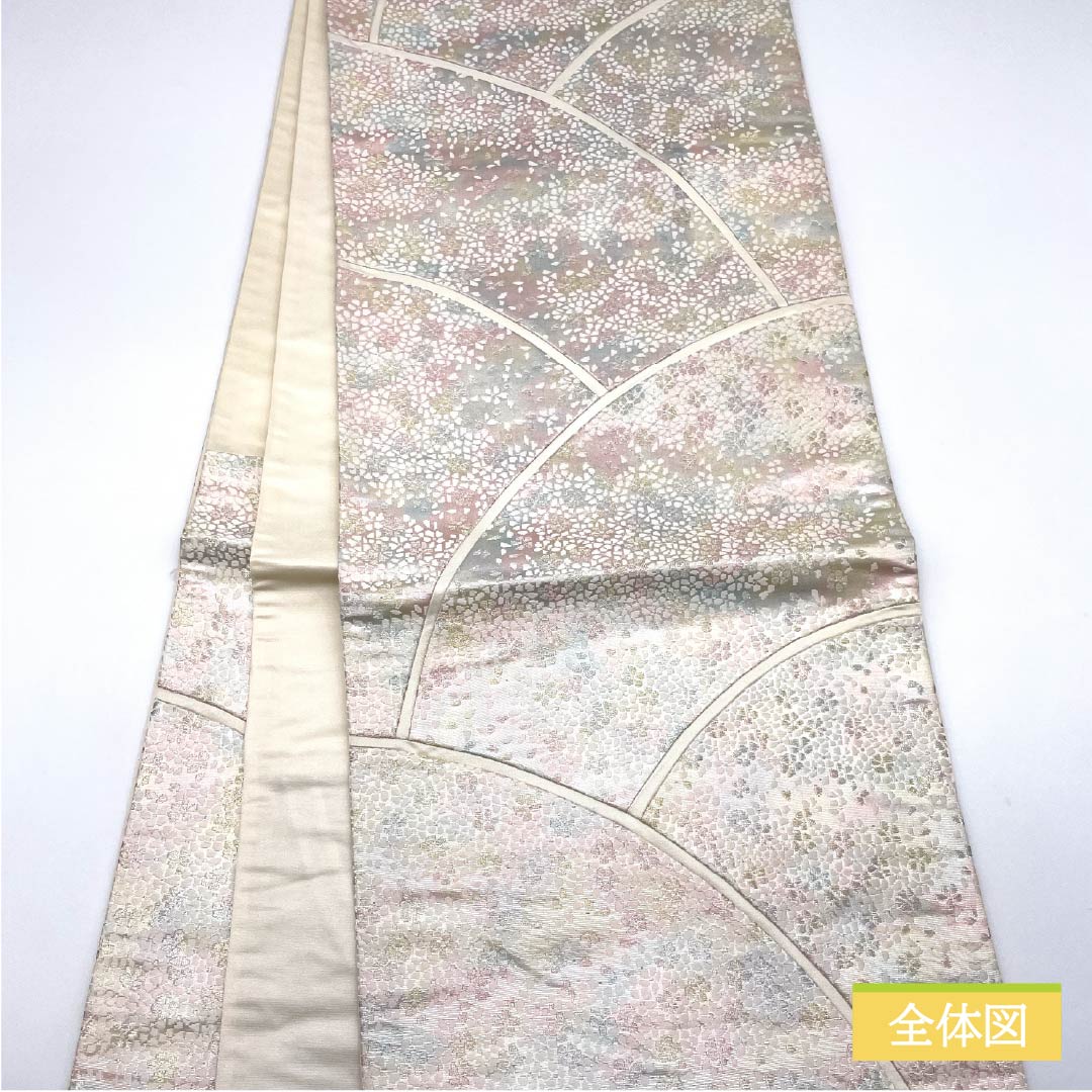 Fukuro Obi, Pure Silk, Grade A, Small Cherry Blossom Design, Dried Foil, Length 440cm, Six-Ply, Semi-Formal, Gradient Pattern, 1123015213399