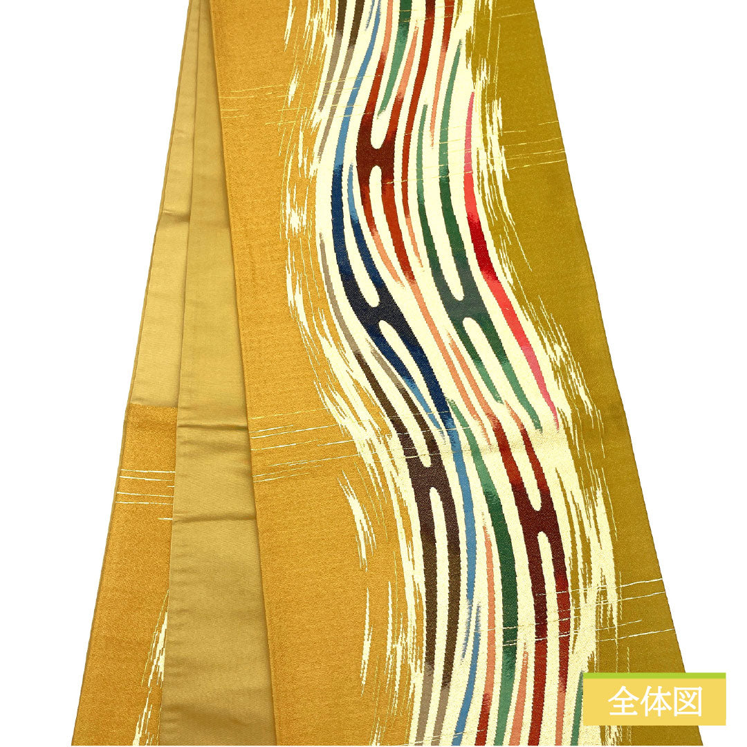 リサイクル着物】袋帯 正絹 Sランク 白綾苑大庭 西陣織 抽象模様 帯丈