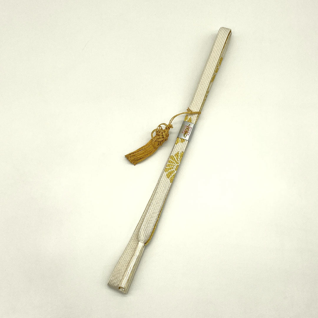 (New Old Stock) Obiage and Obijime Set, Pure Silk, New Rank, Milky White, for Tomesode, Classic Pattern, Flowing Water, Length approx. 160cm, Width approx. 1.5cm, Formal, White-toned, 1141000321311