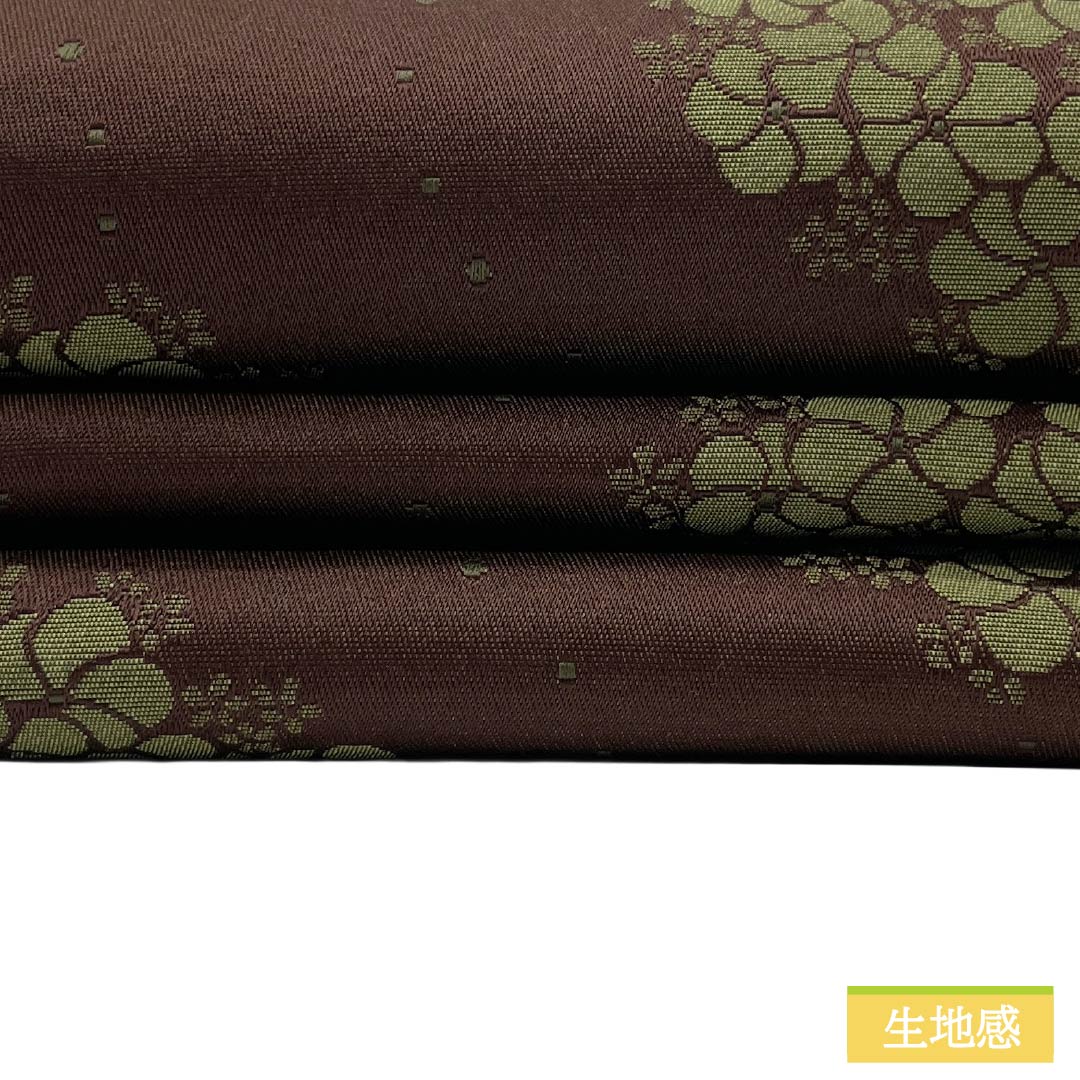 （新品）半幅帯 ポリエステル NEWランク 黒紅梅色（くろこうばいいろ） 藍銀煤竹色（あいぎんすすたけいろ） 紫陽花 薔薇 花柄 帯丈397cm 茶系 1125006031314