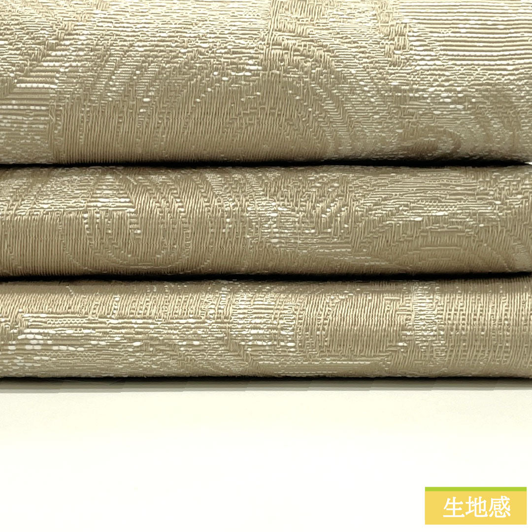 （新品）半幅帯 ポリエステル NEWランク 白橡色（しろつるばみいろ） 幾何学模様 円 抽象花模様 リバーシブル 帯丈400cm ベージュ系 1125002461425