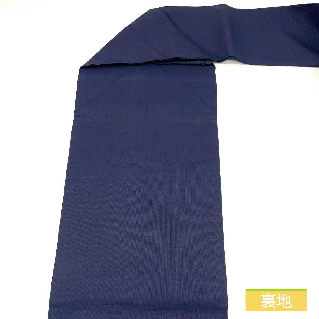 名古屋帯 紺色（こんいろ） 抽象花 帯丈346cm 正絹 Sランク ポイント柄 セミフォーマル 紺系 1124007082318 名古屋仕立て