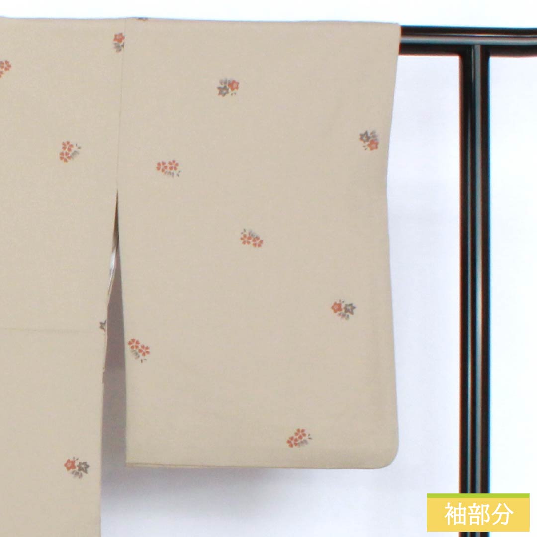 訪問着 ポリエステル Aランク 袷 身丈165.5cm 裄丈66.5cm 銀煤竹色（ぎんすすたけいろ） 花 鈴 洗える着物 ベージュ系 1112007373525