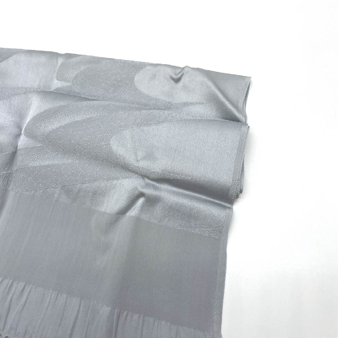 （新古品） 帯締め・帯揚げセット 正絹 NEWランク 鉛色（なまりいろ） 水銀色（すいぎんいろ） 喪服用 長さ約169cm 幅約1.4cm フォーマル グレー系 1141000211322