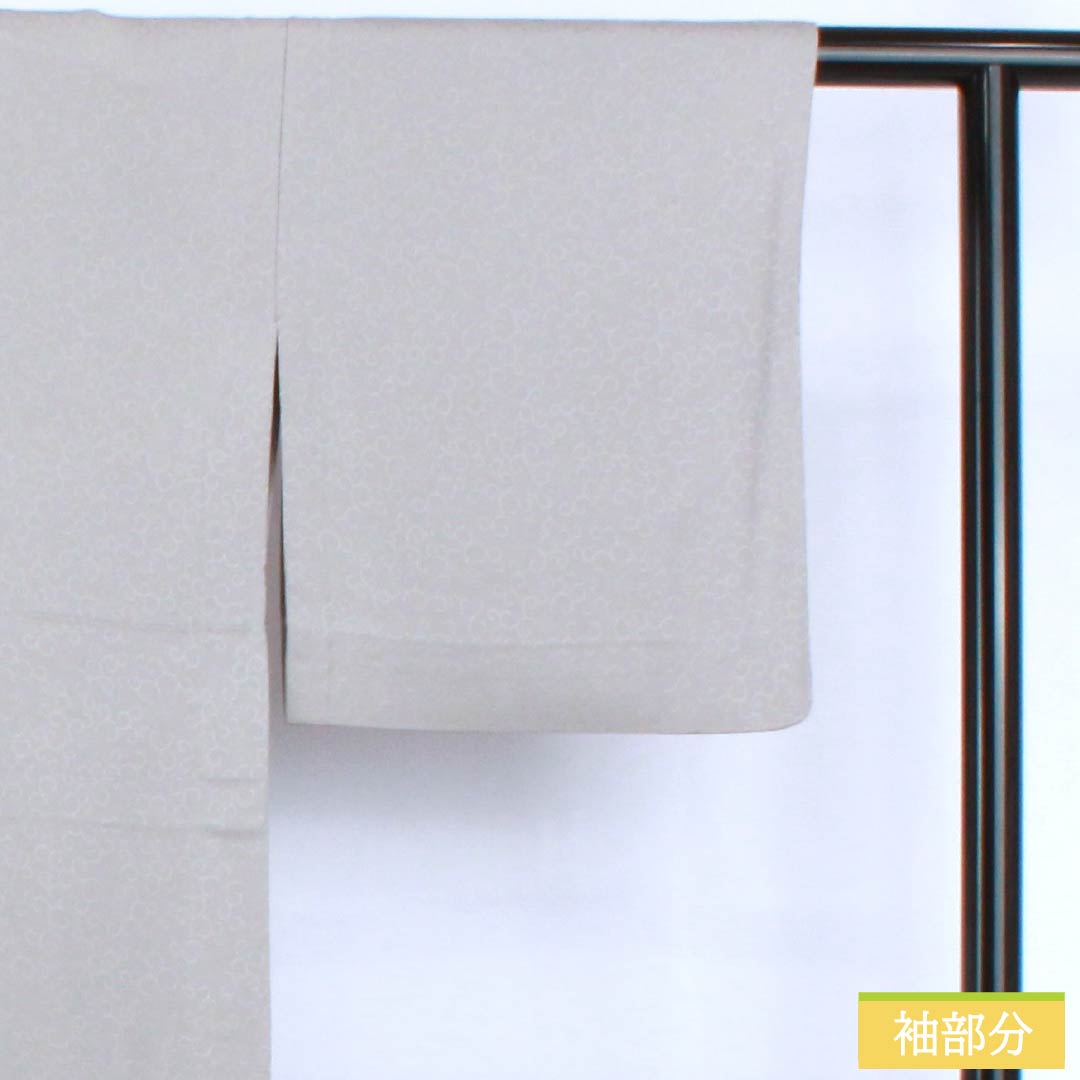 色無地 正絹 Sランク 身丈154cm 裄丈64cm 錫色（すずいろ） 一つ紋 丸に片喰 唐草 単衣 グレー系 1114002382222