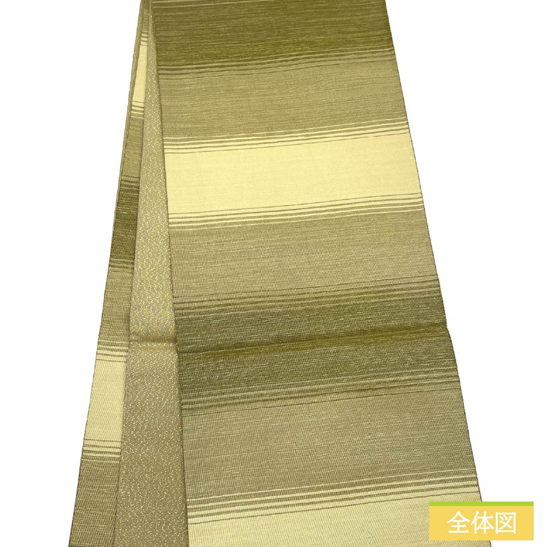 Pure silk obi with a willow-colored lining, tapestry weave, and a round crest. Length: 442cm. S rank. Features a pointed pattern. Semi-formal. Green. Product code: 1123014912319