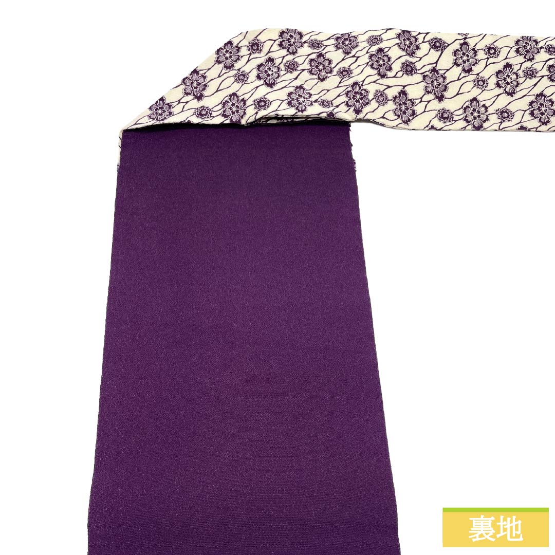 名古屋帯 正絹 Aランク 名古屋仕立て 乳白色（にゅうはくしょく） 染め帯 型染 花柄 帯丈358cm 全通 カジュアル クリーム系 1124014543315