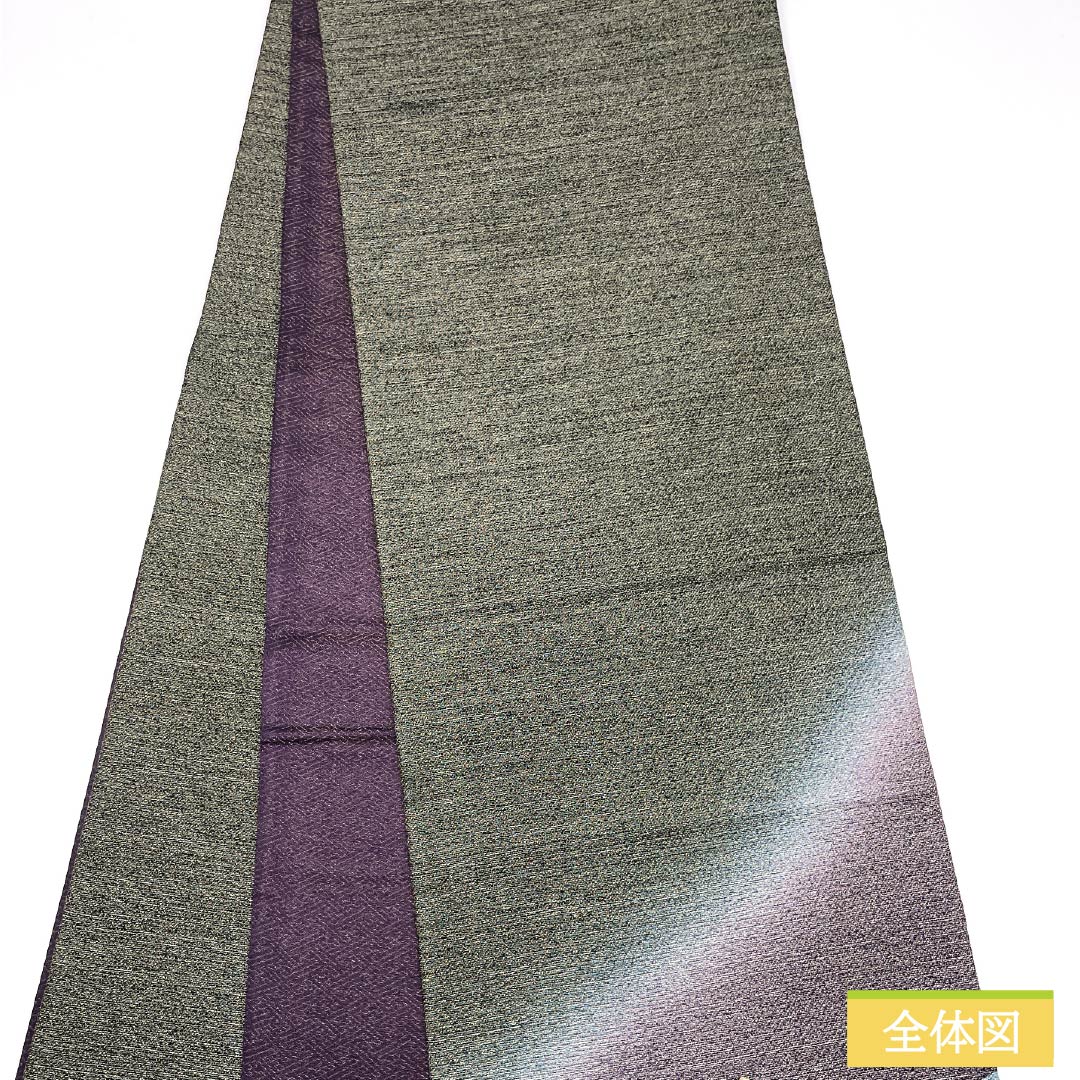 袋帯 正絹 鳩羽色（はとばいろ） カラー 帯丈434cm Sランク ポイント柄 セミフォーマル 紫系 1123014812320