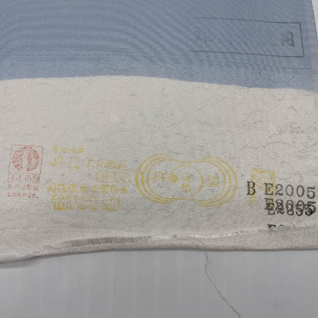 反物 小紋 正絹 蒼白色（そうはくしょく） 京友禅 花柄 尺五幅 NEWランク 水色系 1130001051924