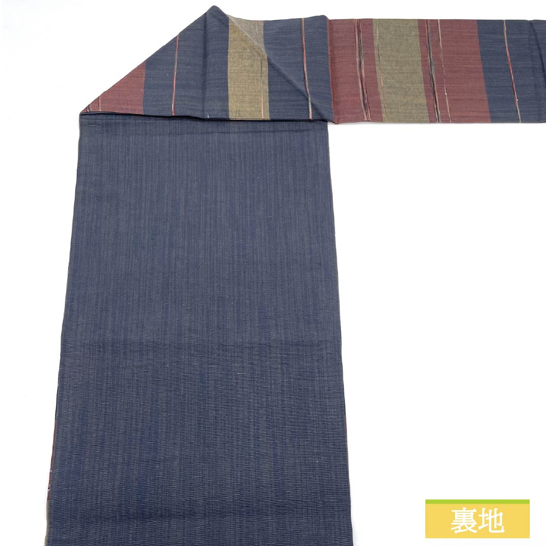 名古屋帯 紬地 横段 帯丈360cm 正絹 Sランク 六通 カジュアル グラデーション系 1124008122399 名古屋仕立て