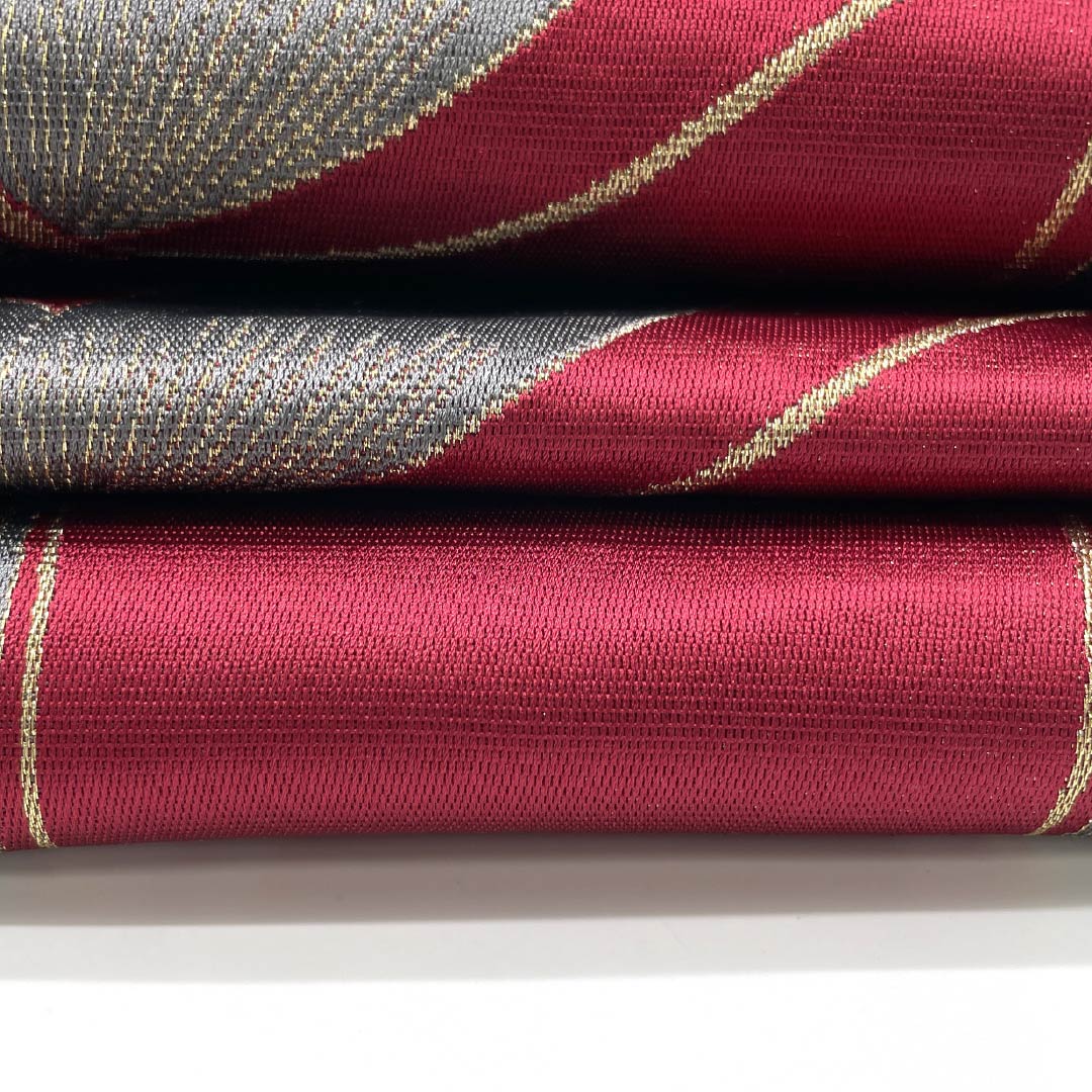 半幅帯 ポリエステル ワインレッド色 蝶 帯丈344cm 紫系 Aランク 1125001743320