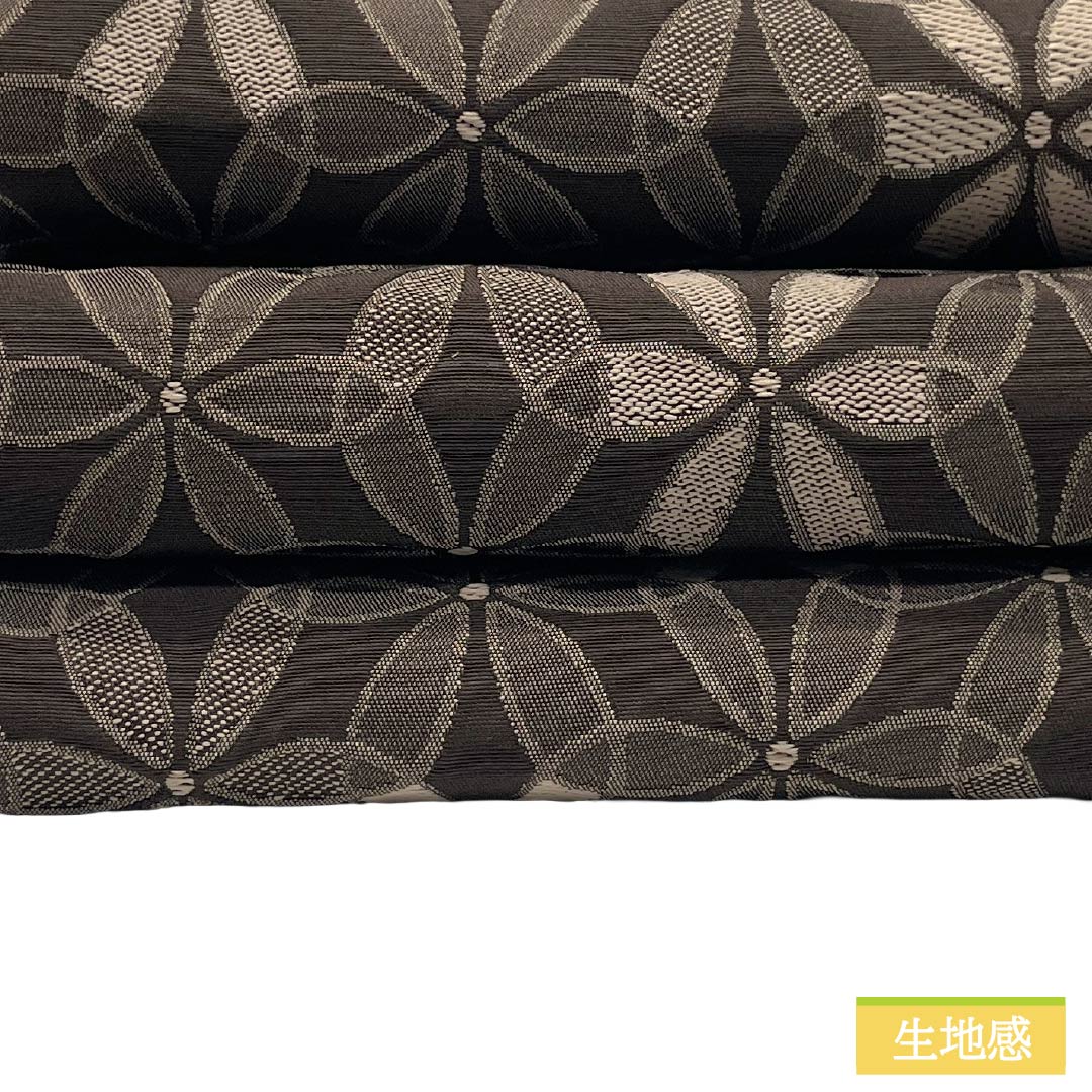 半幅帯 ポリエステル Sランク 鉄黒色（てつぐろいろ） 暗紅色（あんこうしょく） 花柄 市松 リバーシブル 帯丈384cm 茶系 1125005612314