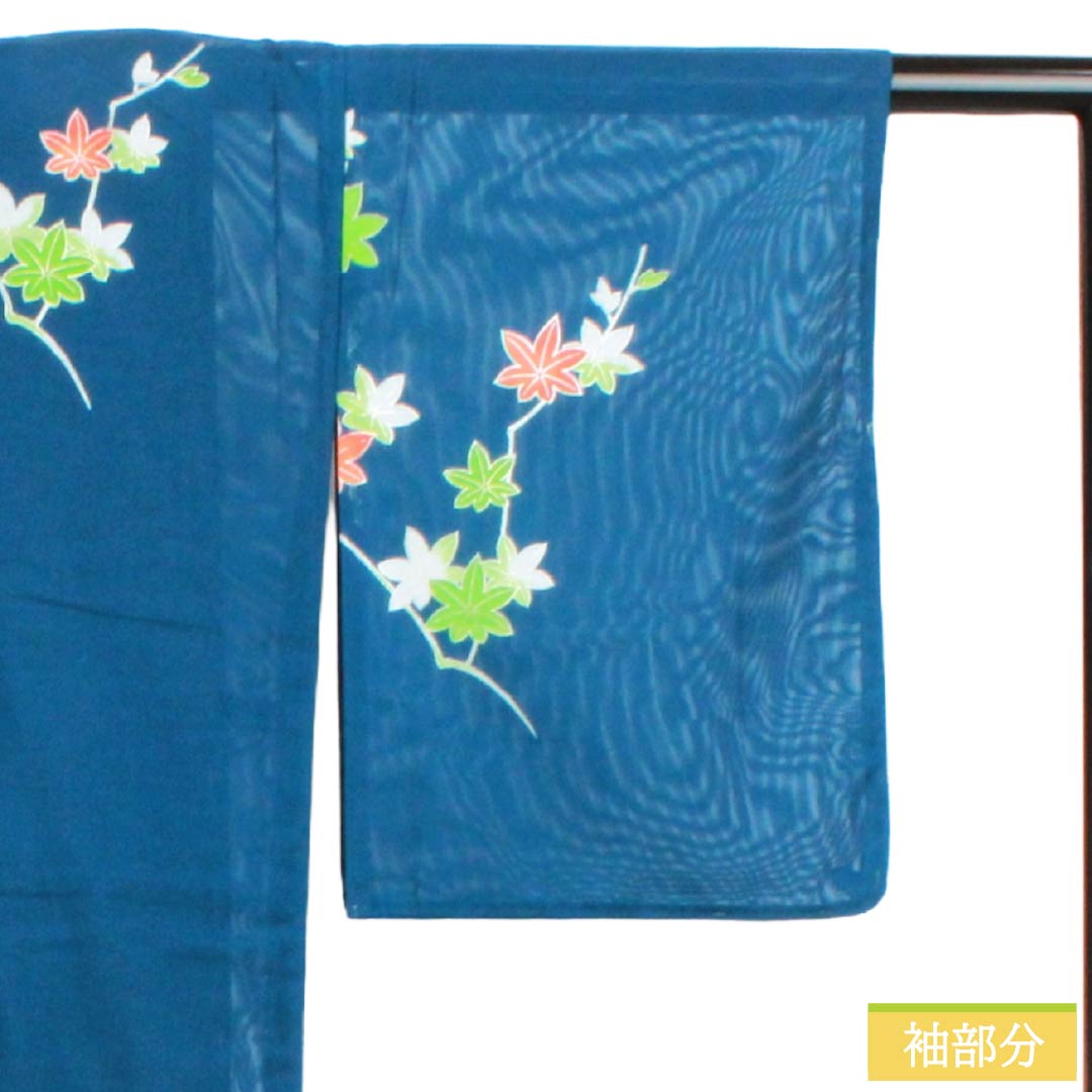 夏物 ポリエステル 付下げ Aランク 身丈163.5cm 裄丈63cm 深縹色（ふかきはなだいろ） 古典柄 洗える着物 絽 青系 1132005263417