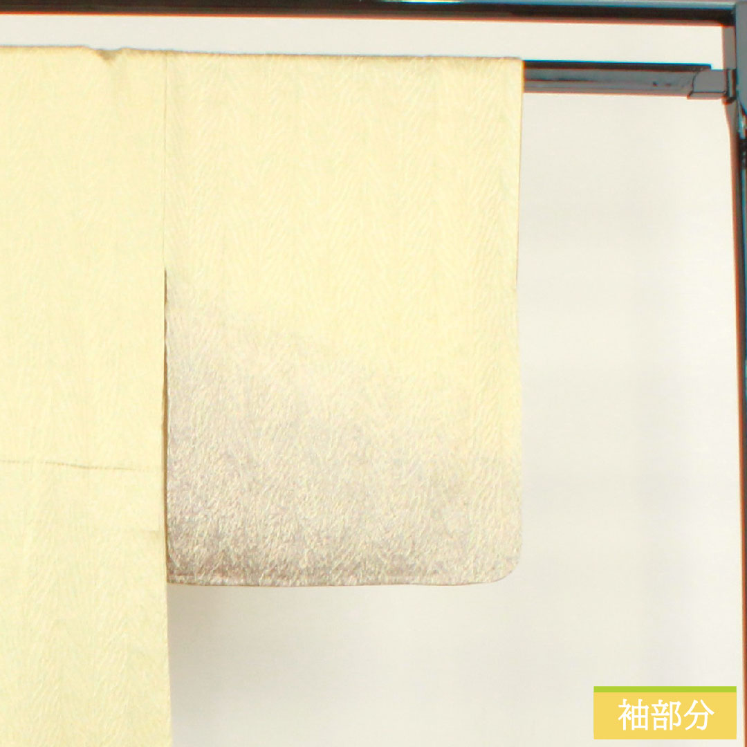 Homongi, pure silk, lined, length 167.5cm, sleeve length 65cm, pale yellow, tornado tie-dye, with basting thread, unused, S rank, cream color, 1112003972515