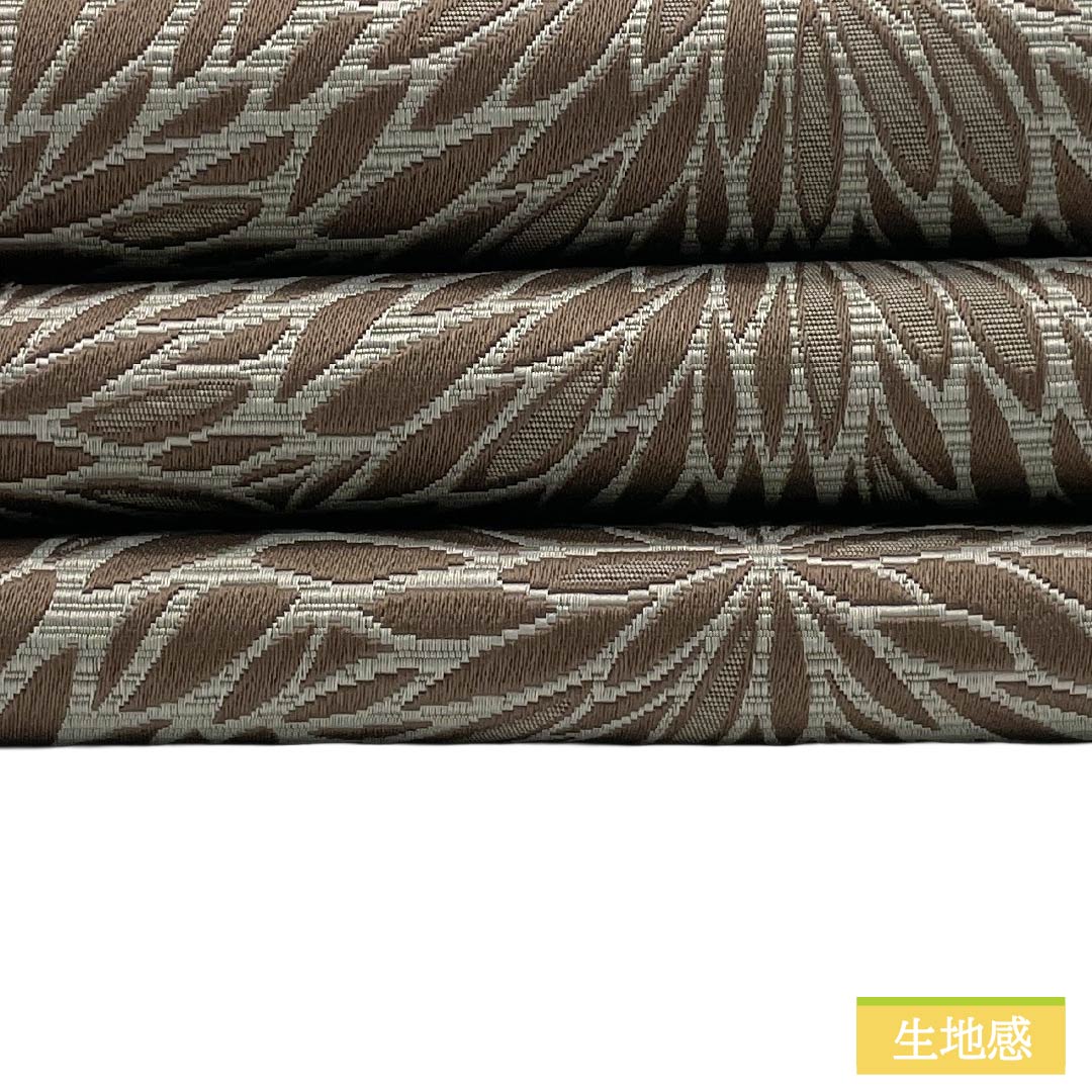 （新品）半幅帯 ポリエステル NEWランク 茶鼠色（ちゃねずいろ） 青柳鼠色（あおやぎねずいろ） 菊 霞模様 帯丈400cm 茶系 1125006221414